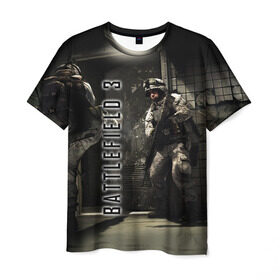 Мужская футболка 3D с принтом BATTLEFIELD 3 в Белгороде, 100% полиэфир | прямой крой, круглый вырез горловины, длина до линии бедер | battlefield | война | игры | оружия | поле битвы | солдат | спецназ | стратегия | тактика | танки | шутер