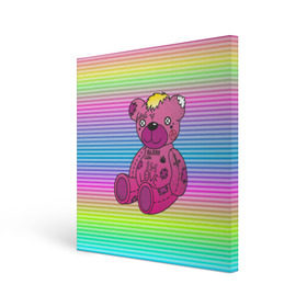 Холст квадратный с принтом Мишка Lil Peep в Белгороде, 100% ПВХ |  | gbc | hip hop | lil peep | love | pink | rap | лил пип | лилпип | медведь | медвежонок | мишка | реп | розовый | рэп | тату | трэп | хип хоп | эмо