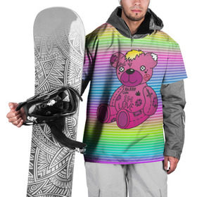 Накидка на куртку 3D с принтом Мишка Lil Peep в Белгороде, 100% полиэстер |  | Тематика изображения на принте: gbc | hip hop | lil peep | love | pink | rap | лил пип | лилпип | медведь | медвежонок | мишка | реп | розовый | рэп | тату | трэп | хип хоп | эмо