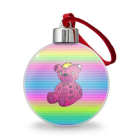 Ёлочный шар с принтом Мишка Lil Peep в Белгороде, Пластик | Диаметр: 77 мм | gbc | hip hop | lil peep | love | pink | rap | лил пип | лилпип | медведь | медвежонок | мишка | реп | розовый | рэп | тату | трэп | хип хоп | эмо