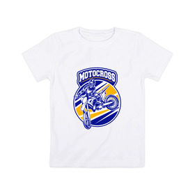 Детская футболка хлопок с принтом Мотокросс в Белгороде, 100% хлопок | круглый вырез горловины, полуприлегающий силуэт, длина до линии бедер | гонки | мото | мото спорт | мотокросс | мотоцикл | спорт | экстрим
