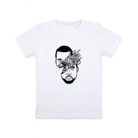 Детская футболка хлопок с принтом Drake в Белгороде, 100% хлопок | круглый вырез горловины, полуприлегающий силуэт, длина до линии бедер | 