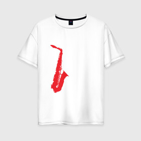 Женская футболка хлопок Oversize с принтом lets talk about sax_black в Белгороде, 100% хлопок | свободный крой, круглый ворот, спущенный рукав, длина до линии бедер
 | саксофон | саксофонист