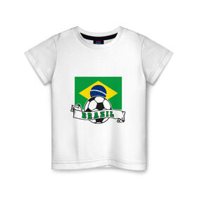 Детская футболка хлопок с принтом Футбол - Бразилия в Белгороде, 100% хлопок | круглый вырез горловины, полуприлегающий силуэт, длина до линии бедер | brasil | brazil | football | goal | neymar | sport | team | бразилия | гол | игрок | марсело | мяч | неймар | спорт | тренер | футбол | чемпион | чемпионат