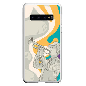 Чехол для Samsung Galaxy S10 с принтом love saxophone в Белгороде, Силикон | Область печати: задняя сторона чехла, без боковых панелей | саксофон | саксофонист