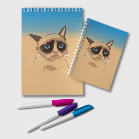 Блокнот с принтом Grumpy cat ART в Белгороде, 100% бумага | 48 листов, плотность листов — 60 г/м2, плотность картонной обложки — 250 г/м2. Листы скреплены удобной пружинной спиралью. Цвет линий — светло-серый
 | cat | grumpy | грустный кот | киса | кот | котэ | котяра | кошка | мем | сердитый кот