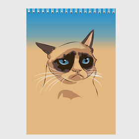 Скетчбук с принтом Grumpy cat ART в Белгороде, 100% бумага
 | 48 листов, плотность листов — 100 г/м2, плотность картонной обложки — 250 г/м2. Листы скреплены сверху удобной пружинной спиралью | Тематика изображения на принте: cat | grumpy | грустный кот | киса | кот | котэ | котяра | кошка | мем | сердитый кот