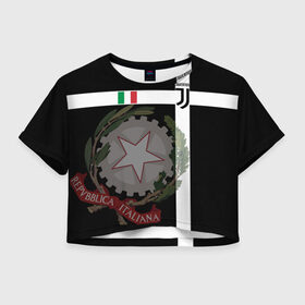 Женская футболка 3D укороченная с принтом Juventus - форма в Белгороде, 100% полиэстер | круглая горловина, длина футболки до линии талии, рукава с отворотами | cr7 | geometry | juve | juventus | ronaldo | texture | геометрия | герб италии | звезда | роналдо | текстура | флаг италии | ювентус