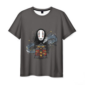 Мужская футболка 3D с принтом Унесенные призраками в Белгороде, 100% полиэфир | прямой крой, круглый вырез горловины, длина до линии бедер | spirited away | миядзаки | хаяо
