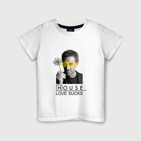 Детская футболка хлопок с принтом Доктор Хаус в Белгороде, 100% хлопок | круглый вырез горловины, полуприлегающий силуэт, длина до линии бедер | everybody lies | house m.d. | все лгут | доктор хаус | хью лори