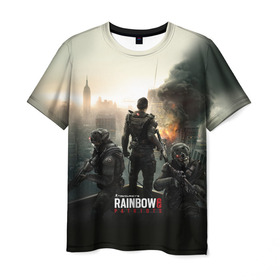 Мужская футболка 3D с принтом Rainbow Six в Белгороде, 100% полиэфир | прямой крой, круглый вырез горловины, длина до линии бедер | pvp | воин | герой | огонь | оружия | призрак | снайпер | сражения | тактический | шутер
