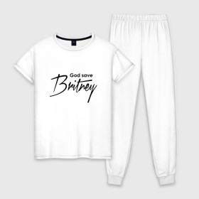 Женская пижама хлопок с принтом God save Britney в Белгороде, 100% хлопок | брюки и футболка прямого кроя, без карманов, на брюках мягкая резинка на поясе и по низу штанин | baby one more time | britney spears | oops | бритни спирс