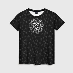 Женская футболка 3D с принтом Runes в Белгороде, 100% полиэфир ( синтетическое хлопкоподобное полотно) | прямой крой, круглый вырез горловины, длина до линии бедер | Тематика изображения на принте: freeform | shadowhunters | доминик шервуд | клэри фрэй | кэтрин макнамара | фэнтази