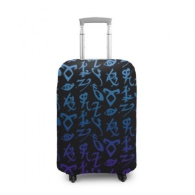 Чехол для чемодана 3D с принтом Blue runes в Белгороде, 86% полиэфир, 14% спандекс | двустороннее нанесение принта, прорези для ручек и колес | freeform | shadowhunters | доминик шервуд | клэри фрэй | кэтрин макнамара | фэнтази