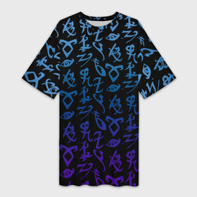Платье-футболка 3D с принтом Blue runes в Белгороде,  |  | freeform | shadowhunters | доминик шервуд | клэри фрэй | кэтрин макнамара | фэнтази