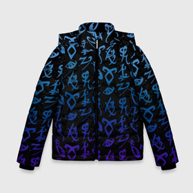 Зимняя куртка для мальчиков 3D с принтом Blue runes в Белгороде, ткань верха — 100% полиэстер; подклад — 100% полиэстер, утеплитель — 100% полиэстер | длина ниже бедра, удлиненная спинка, воротник стойка и отстегивающийся капюшон. Есть боковые карманы с листочкой на кнопках, утяжки по низу изделия и внутренний карман на молнии. 

Предусмотрены светоотражающий принт на спинке, радужный светоотражающий элемент на пуллере молнии и на резинке для утяжки | freeform | shadowhunters | доминик шервуд | клэри фрэй | кэтрин макнамара | фэнтази