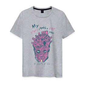 Мужская футболка хлопок с принтом Dorohedoro в Белгороде, 100% хлопок | прямой крой, круглый вырез горловины, длина до линии бедер, слегка спущенное плечо. | anime | dorohedoro | heart | manga | pink