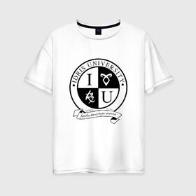 Женская футболка хлопок Oversize с принтом Idris University в Белгороде, 100% хлопок | свободный крой, круглый ворот, спущенный рукав, длина до линии бедер
 | freeform | shadowhunters | доминик шервуд | клэри фрэй | кэтрин макнамара | фэнтази