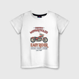 Детская футболка хлопок с принтом Мотоцикл в Белгороде, 100% хлопок | круглый вырез горловины, полуприлегающий силуэт, длина до линии бедер | байк | байкер | классика | мотивация | мото | мотоцикл | надписи | надпись | ретро | с надписью | с надписями | цитата | цитаты