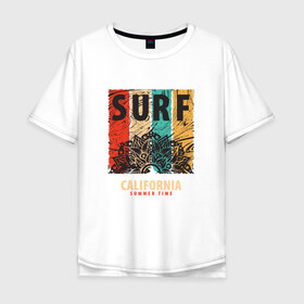 Мужская футболка хлопок Oversize с принтом Surf в Белгороде, 100% хлопок | свободный крой, круглый ворот, “спинка” длиннее передней части | абстракция | калифорния | летние | летняя | лето | серфинг | узоры