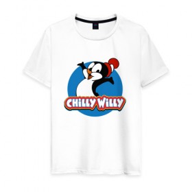 Мужская футболка хлопок с принтом Чилли Вилли в Белгороде, 100% хлопок | прямой крой, круглый вырез горловины, длина до линии бедер, слегка спущенное плечо. | chili vili | chilli willi | chilly willy | пингвин | пингвиненок | чили вили | чилли вилли