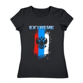 Женская футболка хлопок с принтом Extreme в Белгороде, 100% хлопок | прямой крой, круглый вырез горловины, длина до линии бедер, слегка спущенное плечо | 