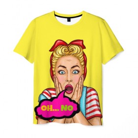 Мужская футболка 3D с принтом Oh...no в Белгороде, 100% полиэфир | прямой крой, круглый вырез горловины, длина до линии бедер | pop art | wtf | коллекция | мода | о нет | поп арт | старая мода | стиль | стиль 60 х | тренды | что это