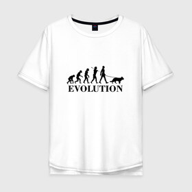 Мужская футболка хлопок Oversize с принтом Evolution в Белгороде, 100% хлопок | свободный крой, круглый ворот, “спинка” длиннее передней части | Тематика изображения на принте: dog | друг человека | кинолог | люблю собак | овчарка | пес | собака | собачник | щенок | эволюция