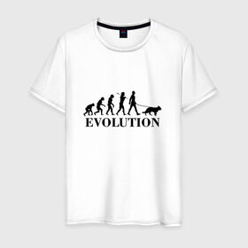 Мужская футболка хлопок с принтом Evolution в Белгороде, 100% хлопок | прямой крой, круглый вырез горловины, длина до линии бедер, слегка спущенное плечо. | dog | друг человека | кинолог | люблю собак | овчарка | пес | собака | собачник | щенок | эволюция