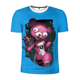 Мужская футболка 3D спортивная с принтом Cuddle Team Leader в Белгороде, 100% полиэстер с улучшенными характеристиками | приталенный силуэт, круглая горловина, широкие плечи, сужается к линии бедра | battle royale | cuddle | fortnite | leader | битва | королевская | ниндзя | розовый медведь | фортнайт