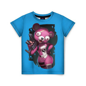 Детская футболка 3D с принтом Cuddle Team Leader в Белгороде, 100% гипоаллергенный полиэфир | прямой крой, круглый вырез горловины, длина до линии бедер, чуть спущенное плечо, ткань немного тянется | battle royale | cuddle | fortnite | leader | битва | королевская | ниндзя | розовый медведь | фортнайт