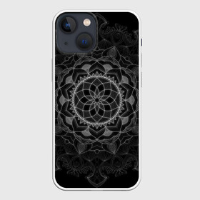 Чехол для iPhone 13 mini с принтом Мандала в Белгороде,  |  | black | circle | draw | flower | ink | mandala | ornament | pattern | абстракт | геометрия | жизнь | круг | круговой | орнамент | паттерн | симметрия | узоры | цветок | чернила