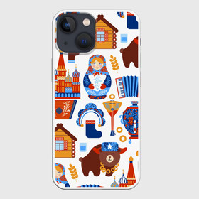 Чехол для iPhone 13 mini с принтом Традиционный поп арт в Белгороде,  |  | pop art | style | балалайка | матрешка | медведь | поп арт | яркие | яркое