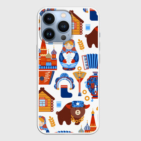 Чехол для iPhone 13 Pro с принтом Традиционный поп арт в Белгороде,  |  | pop art | style | балалайка | матрешка | медведь | поп арт | яркие | яркое