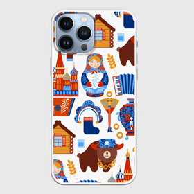 Чехол для iPhone 13 Pro Max с принтом Традиционный поп арт в Белгороде,  |  | pop art | style | балалайка | матрешка | медведь | поп арт | яркие | яркое