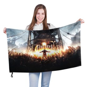 Флаг 3D с принтом Frostpunk - city в Белгороде, 100% полиэстер | плотность ткани — 95 г/м2, размер — 67 х 109 см. Принт наносится с одной стороны | 