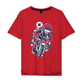 Мужская футболка хлопок Oversize с принтом Мотоциклист в Белгороде, 100% хлопок | свободный крой, круглый ворот, “спинка” длиннее передней части | гонки | граффити | мото | мотоцикл | мотоциклист | мотоциклы | скорость