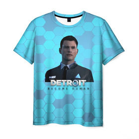 Мужская футболка 3D с принтом Detroit: Become Human в Белгороде, 100% полиэфир | прямой крой, круглый вырез горловины, длина до линии бедер | Тематика изображения на принте: android | connor | dbh | detroit | detroit become human | deviant | game | gamer | андроид | девиант | детройт | игра | коннор