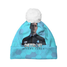 Шапка 3D c помпоном с принтом Detroit: Become Human в Белгороде, 100% полиэстер | универсальный размер, печать по всей поверхности изделия | Тематика изображения на принте: android | connor | dbh | detroit | detroit become human | deviant | game | gamer | андроид | девиант | детройт | игра | коннор