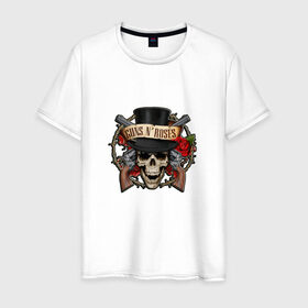 Мужская футболка хлопок с принтом guns n roses 3 в Белгороде, 100% хлопок | прямой крой, круглый вырез горловины, длина до линии бедер, слегка спущенное плечо. | guns n roses