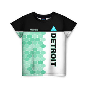 Детская футболка 3D с принтом Detroit: Become Human в Белгороде, 100% гипоаллергенный полиэфир | прямой крой, круглый вырез горловины, длина до линии бедер, чуть спущенное плечо, ткань немного тянется | android | dbh | detroit | detroit become human | deviant | game | gamer | андроид | девиант | детройт | игра | костюм