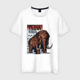 Мужская футболка хлопок с принтом Мамонт в Белгороде, 100% хлопок | прямой крой, круглый вырез горловины, длина до линии бедер, слегка спущенное плечо. | животные | мамонт | мамонты | слон | слоны