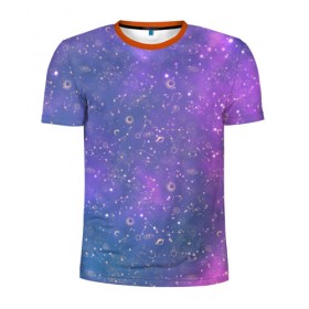 Мужская футболка 3D спортивная с принтом Звездное небо в Белгороде, 100% полиэстер с улучшенными характеристиками | приталенный силуэт, круглая горловина, широкие плечи, сужается к линии бедра | 