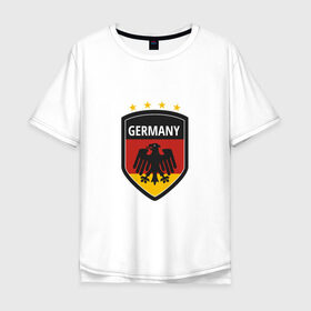 Мужская футболка хлопок Oversize с принтом Germany в Белгороде, 100% хлопок | свободный крой, круглый ворот, “спинка” длиннее передней части | football | germany | sport | германия | мяч | нойер | орёл | сборная | спорт | флаг | футбол | чемпионат мира
