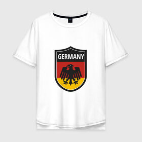 Мужская футболка хлопок Oversize с принтом Germany в Белгороде, 100% хлопок | свободный крой, круглый ворот, “спинка” длиннее передней части | football | germany | sport | германия | мяч | нойер | орёл | сборная | спорт | флаг | футбол | чемпионат мира