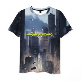 Мужская футболка 3D с принтом Cyberpunk 2077 city в Белгороде, 100% полиэфир | прямой крой, круглый вырез горловины, длина до линии бедер | cd projekt red | cyberpunk | cyberpunk 2077 | e3 | night city | ps4 | rpg | v | xbox | будущее | киберпанк | киберпанк 2077 | найт сити | от создателей ведьмака | рпг