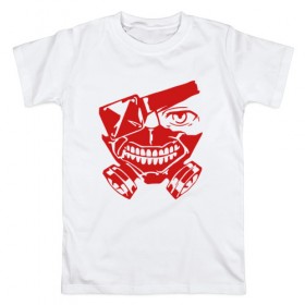 Мужская футболка хлопок с принтом Токийский гуль в Белгороде, 100% хлопок | прямой крой, круглый вырез горловины, длина до линии бедер, слегка спущенное плечо. | 