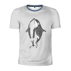 Мужская футболка 3D спортивная с принтом Киты в Белгороде, 100% полиэстер с улучшенными характеристиками | приталенный силуэт, круглая горловина, широкие плечи, сужается к линии бедра | арт | касатка | касатки | кит | море | океан | рисунок | узор