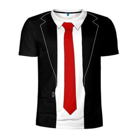 Мужская футболка 3D спортивная с принтом КОСТЮМ АГЕНТА 47 в Белгороде, 100% полиэстер с улучшенными характеристиками | приталенный силуэт, круглая горловина, широкие плечи, сужается к линии бедра | agent 47 | галстук | пиджак | хитман