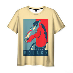 Мужская футболка 3D с принтом Конь БоДжек #2 в Белгороде, 100% полиэфир | прямой крой, круглый вырез горловины, длина до линии бедер | bojack | horesman | horseman | netflix | бо | боджек | ванда | джек | диана | конь | кэралин | лин | лошадь | нетфликс | пирс | сара | тод | тодд | чавез